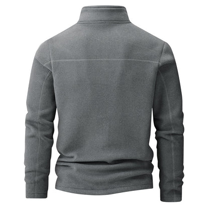 Men's Stand Collar Half-zip Long Sleeve Fleece Sweatshirt
