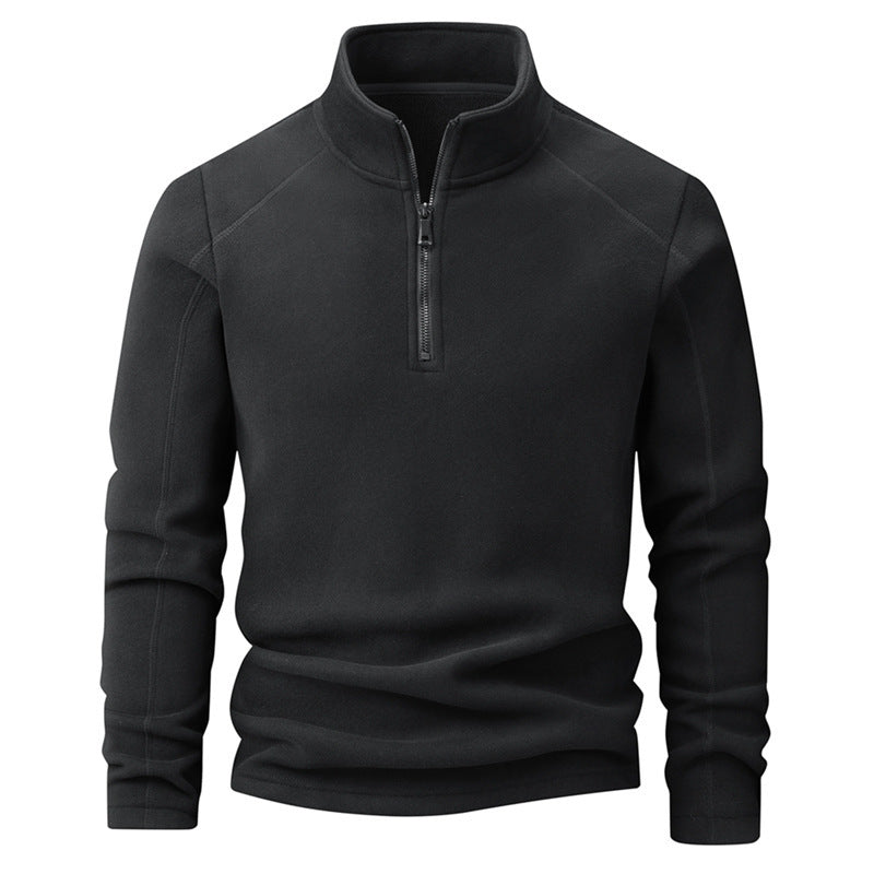 Men's Stand Collar Half-zip Long Sleeve Fleece Sweatshirt