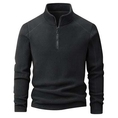 Men's Stand Collar Half-zip Long Sleeve Fleece Sweatshirt