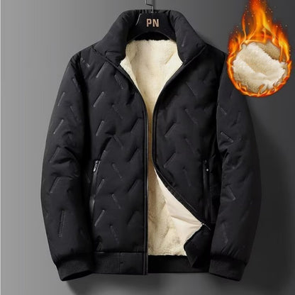 Men's Thickened Fleece Warm Turn-Down Collar Zipper Jacket Pants